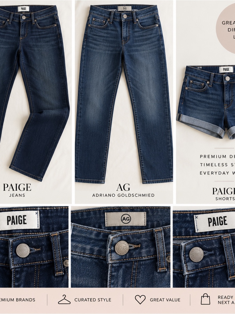 Paige Men's Dark Blue Denim Jeans - Classic Straight Fit